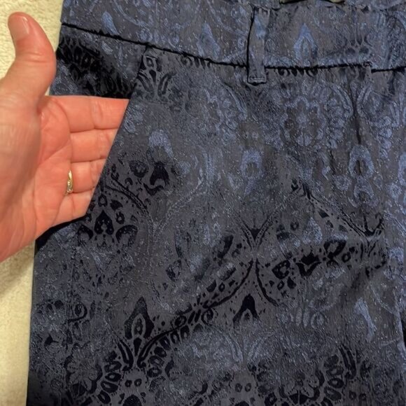 White House Black Market Blue Jacquard Slim Ankle Pants Size 0 P Printed - Picture 4 of 7